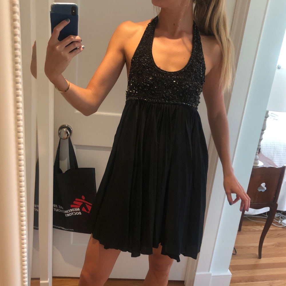 Gorgeous Silk Alice and Olivia Beaded Halter Dress
